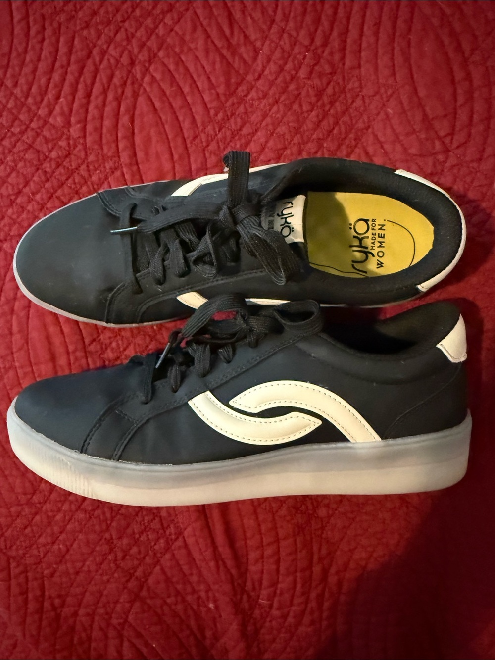 Ryka Black and White Women’s Low-Profile Athletic Sneakers